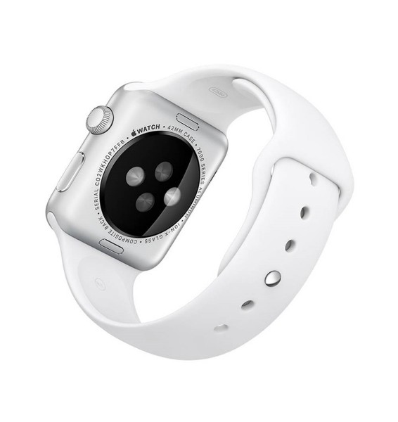 Apple Watch Series 1 42mm Silver Aluminum Case with White Sport Band (MNNL2)